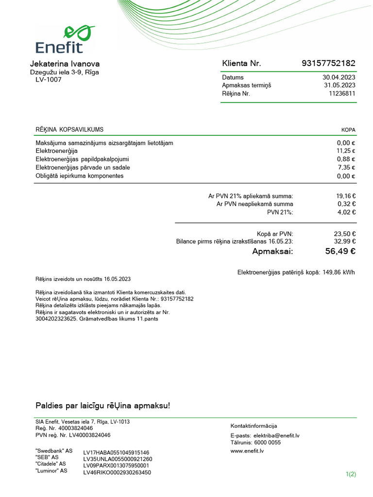 Enefit Invoice 11236811-1 | PDF