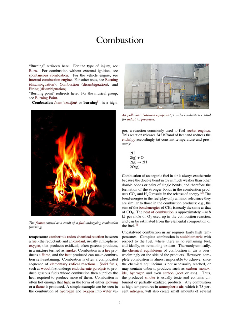 Combustion (English) Wikipedia PDF Combustion Stoichiometry
