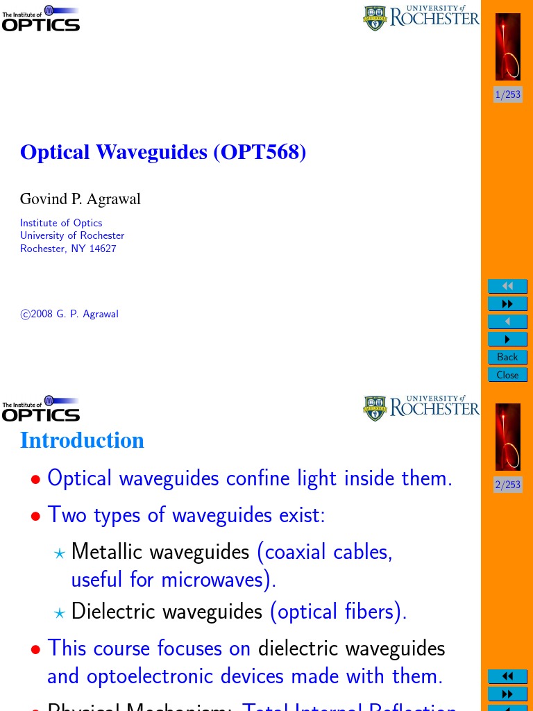 A Detailed Introduction to Optical Waveguides and the Fundamental