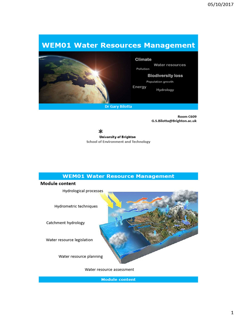 Water Resource Management Overview | PDF | Water Resources | Climate Change