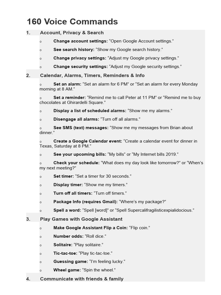 160 voice commands pdf flashlight