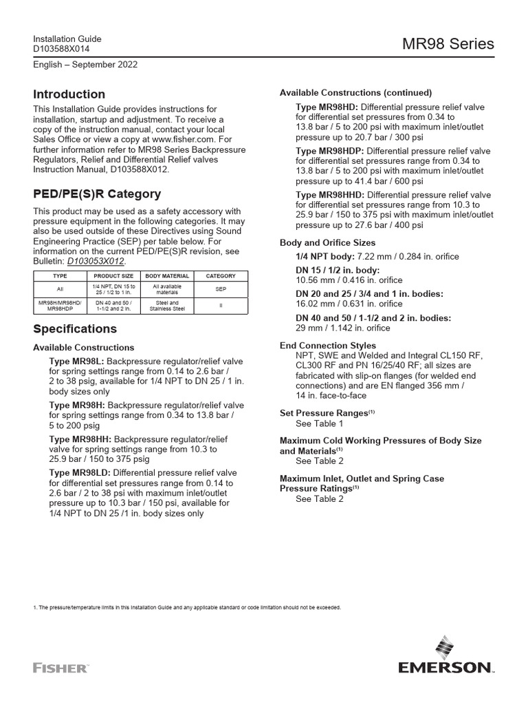 Manual MR98 Fisher | PDF | Valve | Pipe (Fluid Conveyance)