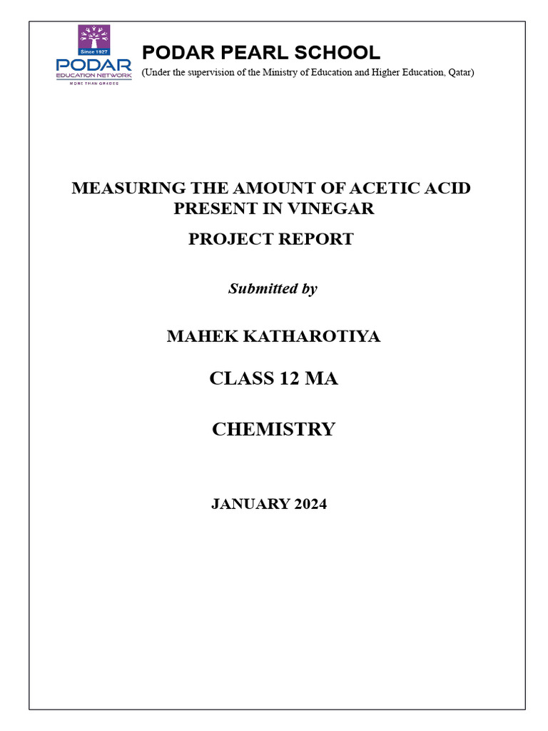 Measuring The Amount Of Acetic Acid Present In Different Types Of