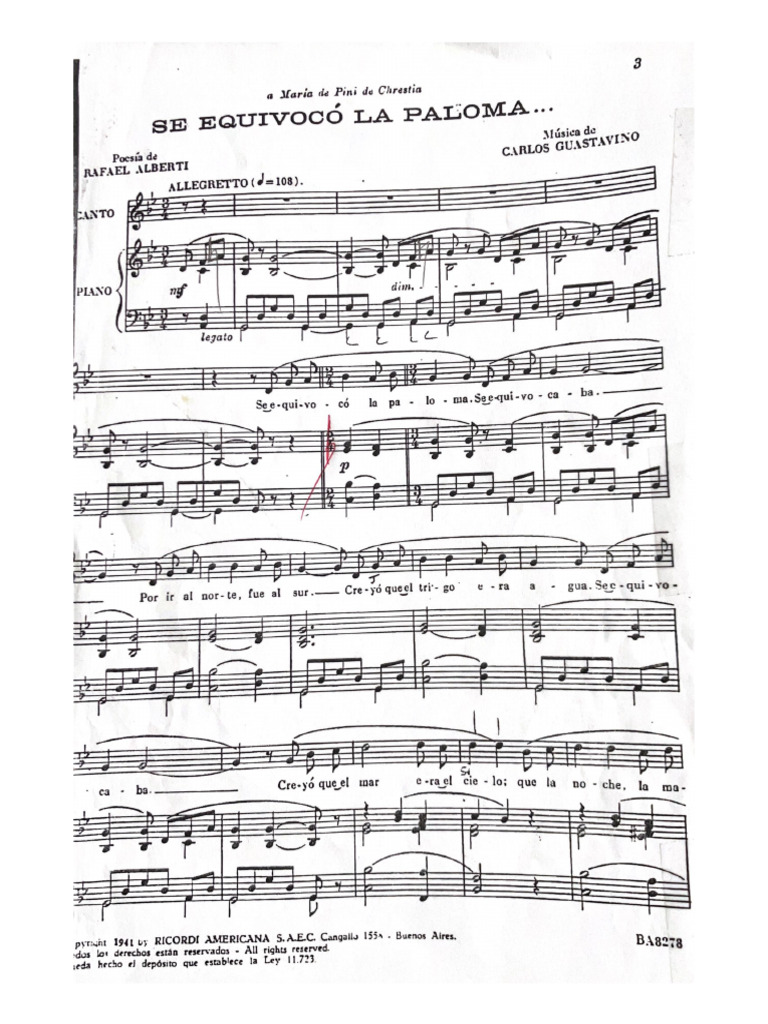 Se Equivocó La Paloma C Guastavino Pdf