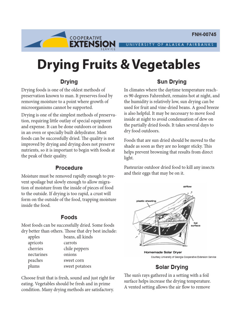 FNH-00745 Drying Fruits and Vegetables | PDF | Dried Fruit | Vegetables