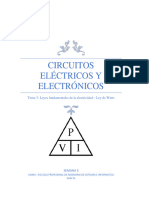 Circuitos Eléctricos Y Electrónicos: Tema 3: Leyes Fundamentales de La Electricidad - Ley de Watts