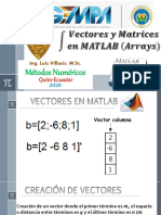 Vectores y Matrices en MATLAB 2020-2020