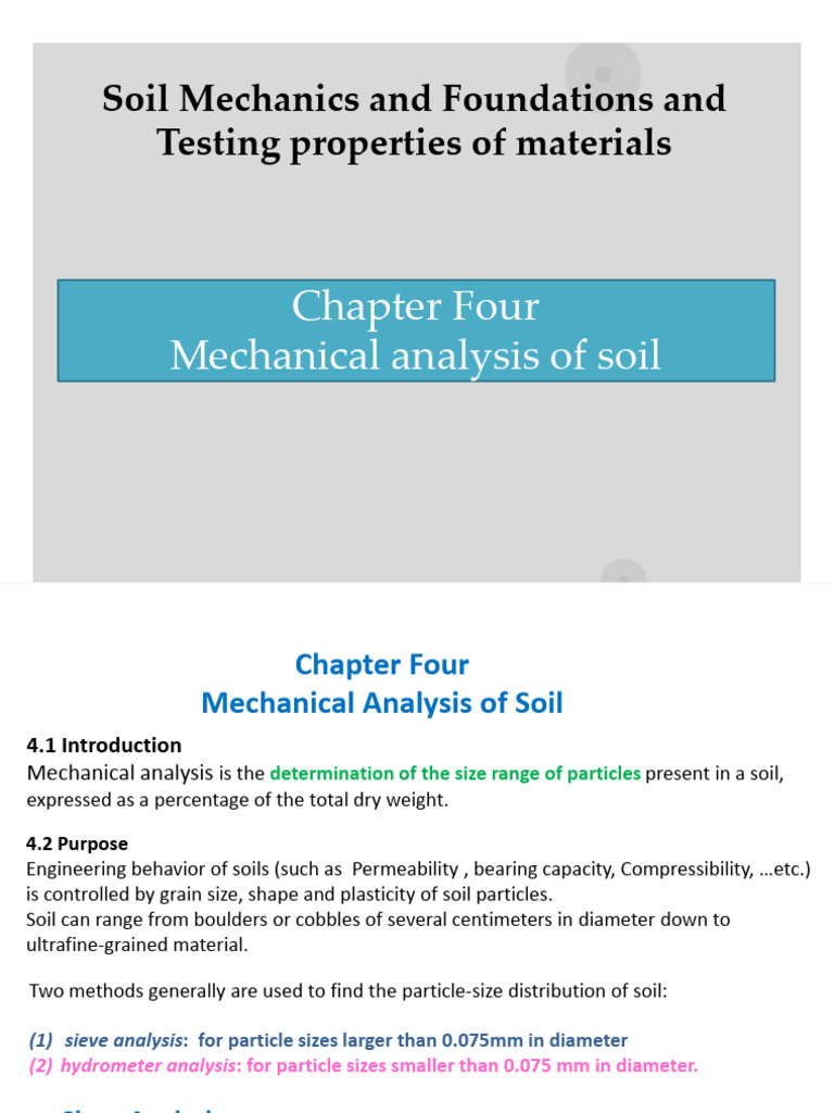Chapter Four-Mechanical Analysis of Soil | PDF | Particle Size ...