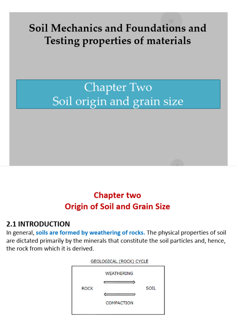 Chapter TwoOrigin of Soil and Grain Size PDF Rock (Geology