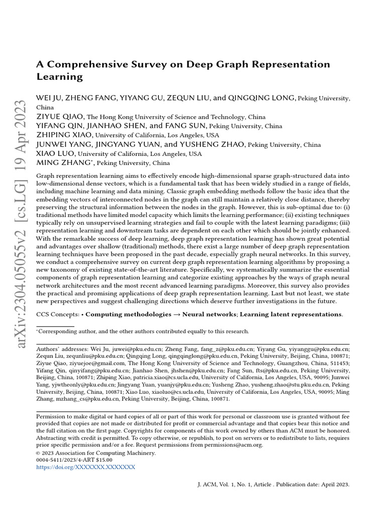A Comprehensive Survey On Deep Graph Representation Learning | PDF ...