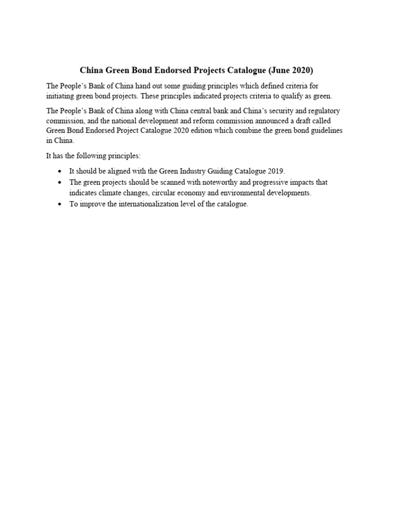 China Green Bond Project Catalogue 2020 | PDF | Business | Finance ...
