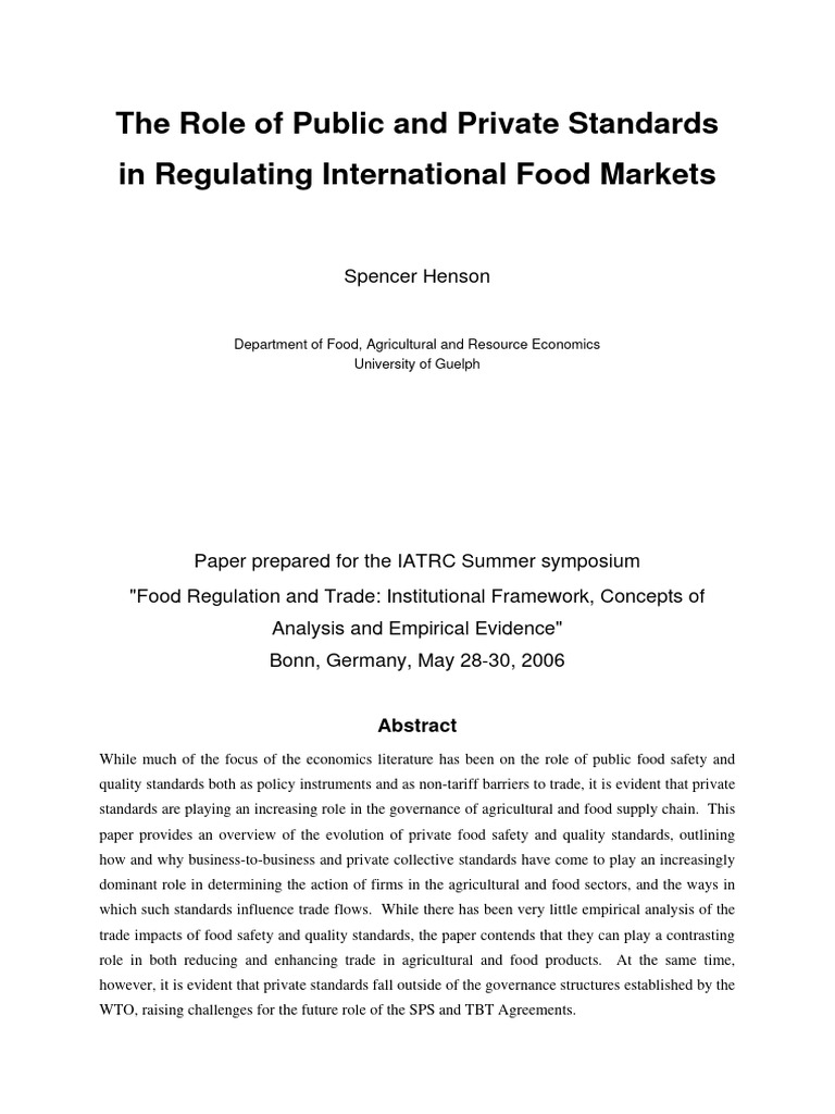Public Private Standards Regulating International Food Markets 01