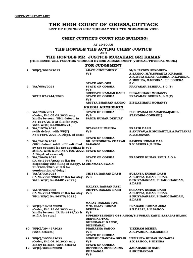 Another Cause List PDF Judiciaries Legal Procedure