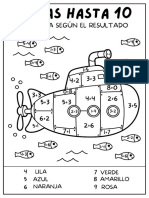 Ficha Matemáticas Sumas Colorear Submarino Blanco Negro