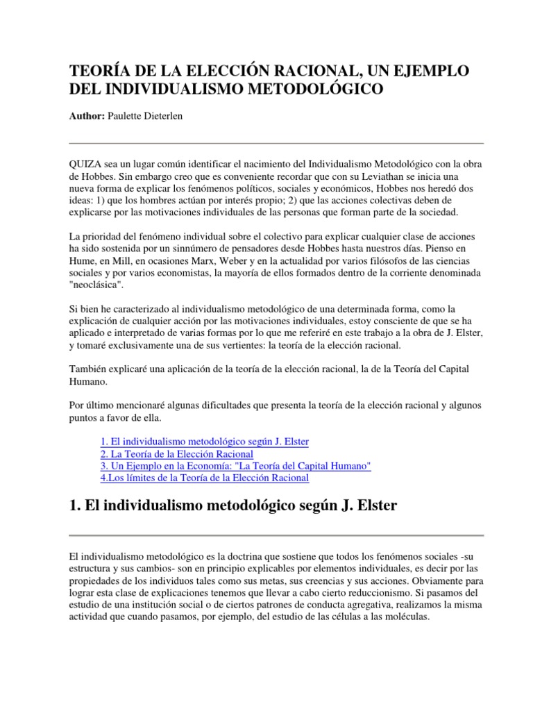 La Teoria de La Eleccion Racional | PDF