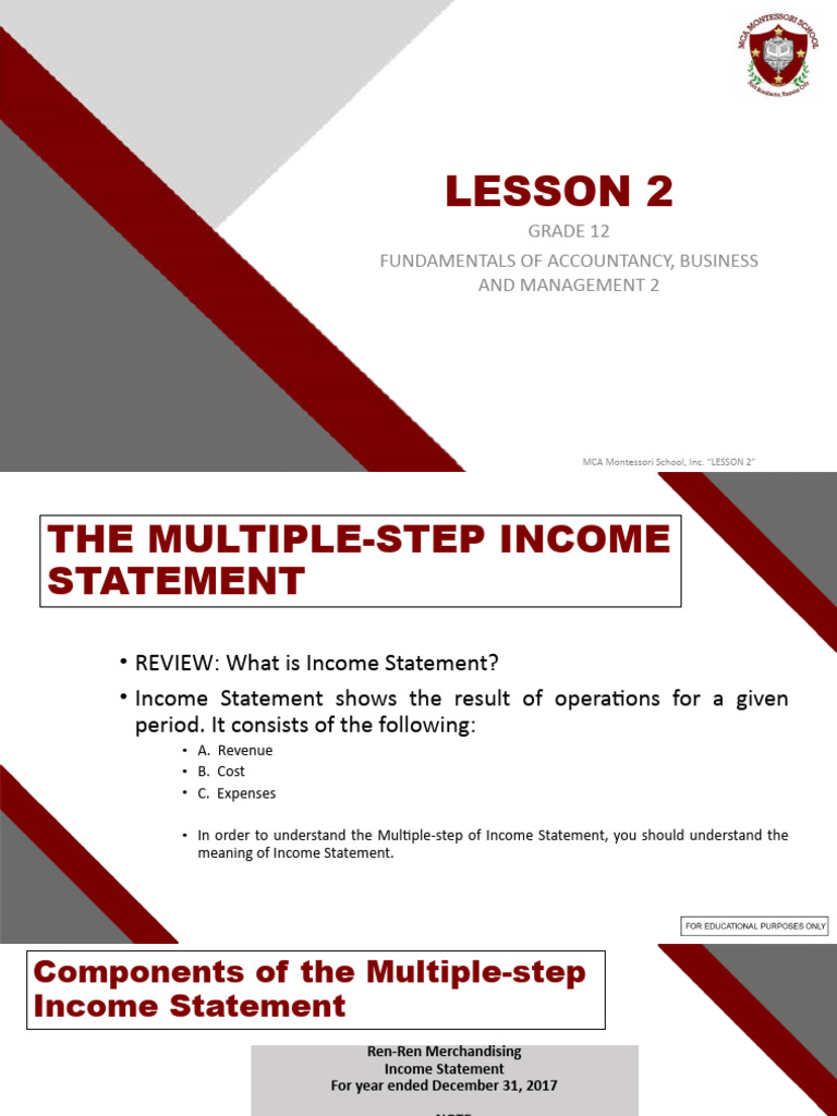 Multiple-Step Income Statement Guide | PDF | Expense | Balance Sheet