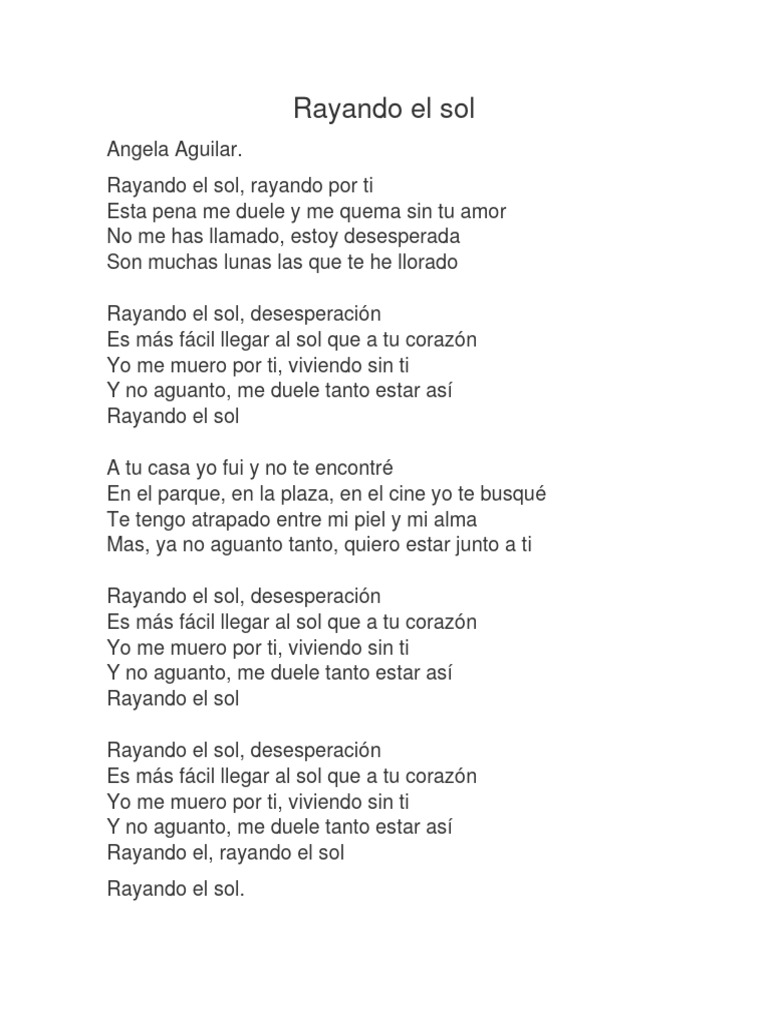 Rayando el Sol: Letra y Desesperación | PDF | Poesía