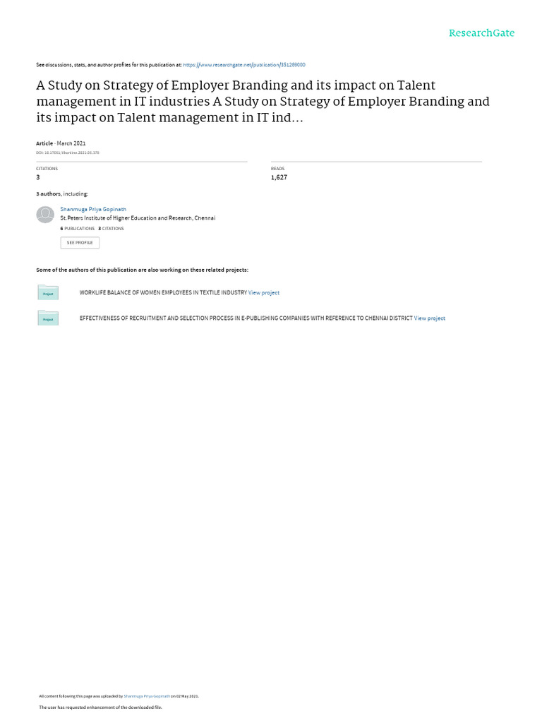 Employerbrandinganditsimpactotalentmanagement Pdf Talent Management