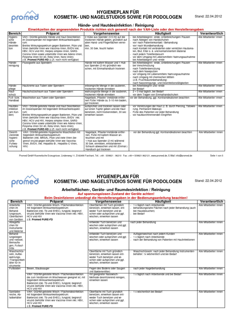 Hygieneplan Promed | PDF