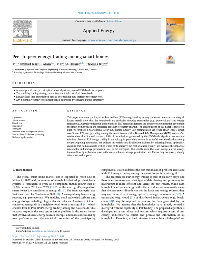 A-4 Peer To Peer Energy Trading Among Smart Homes J.apenergy.2019.01. ...