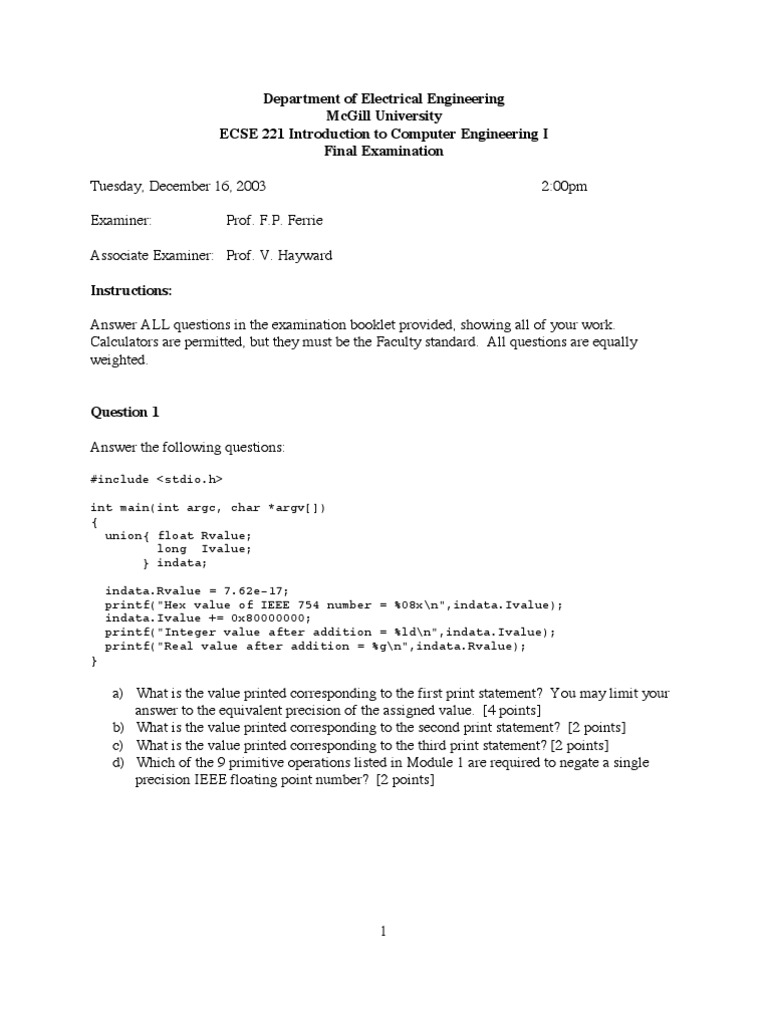 Final Dec 2003 | PDF | Subroutine | C (Programming Language)