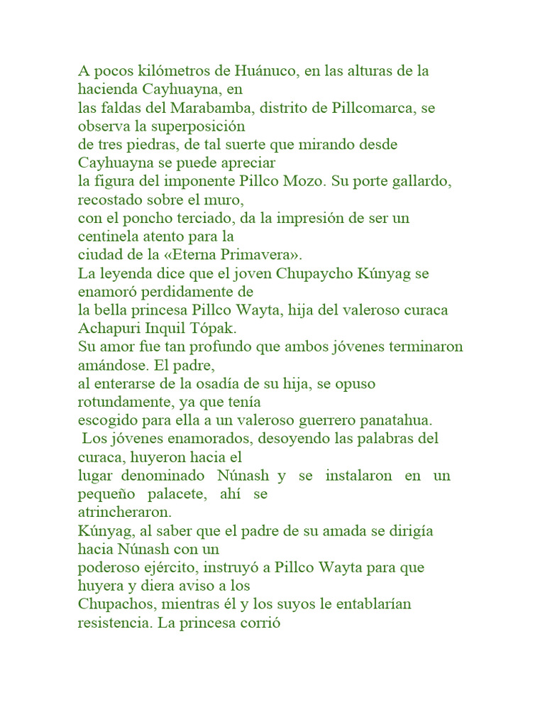 Leyenda de Pillco Wayta y Kúnyag | PDF | Historia | Poesía