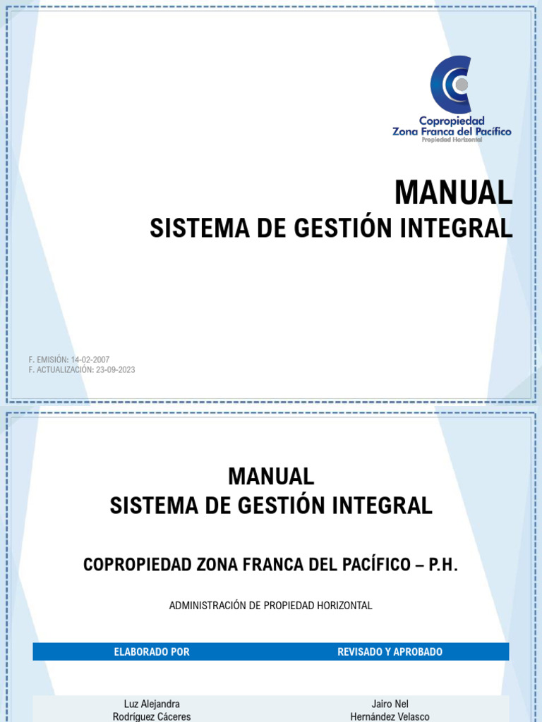 Manual Del Sistema de Gestión Integral - 23-09-2023 | PDF | Condominio ...