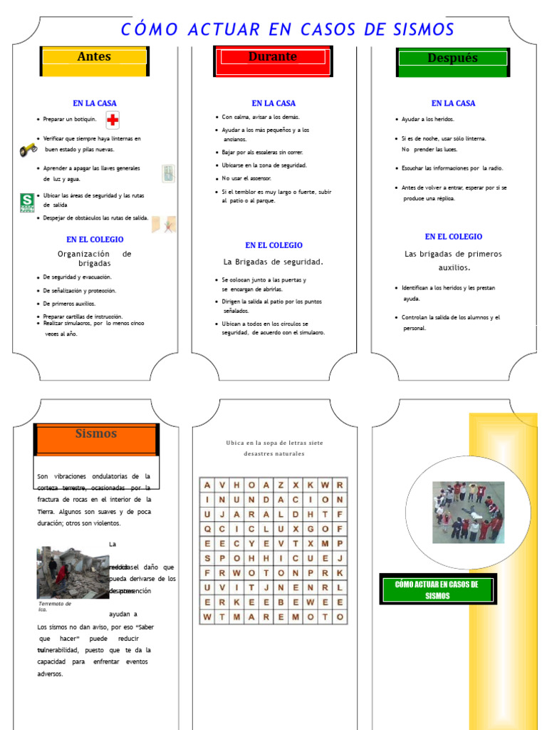 Guía de Seguridad Sísmica en Casa y Colegio | PDF | Temblores | Sismología