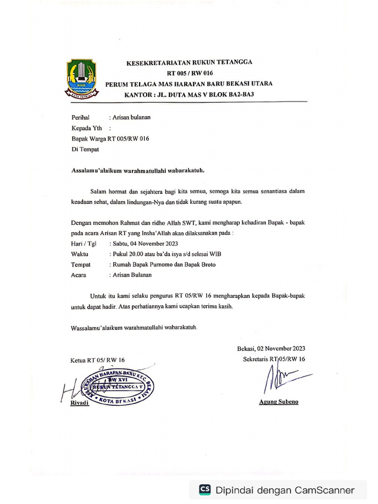 Surat Undangan Arisan | PDF