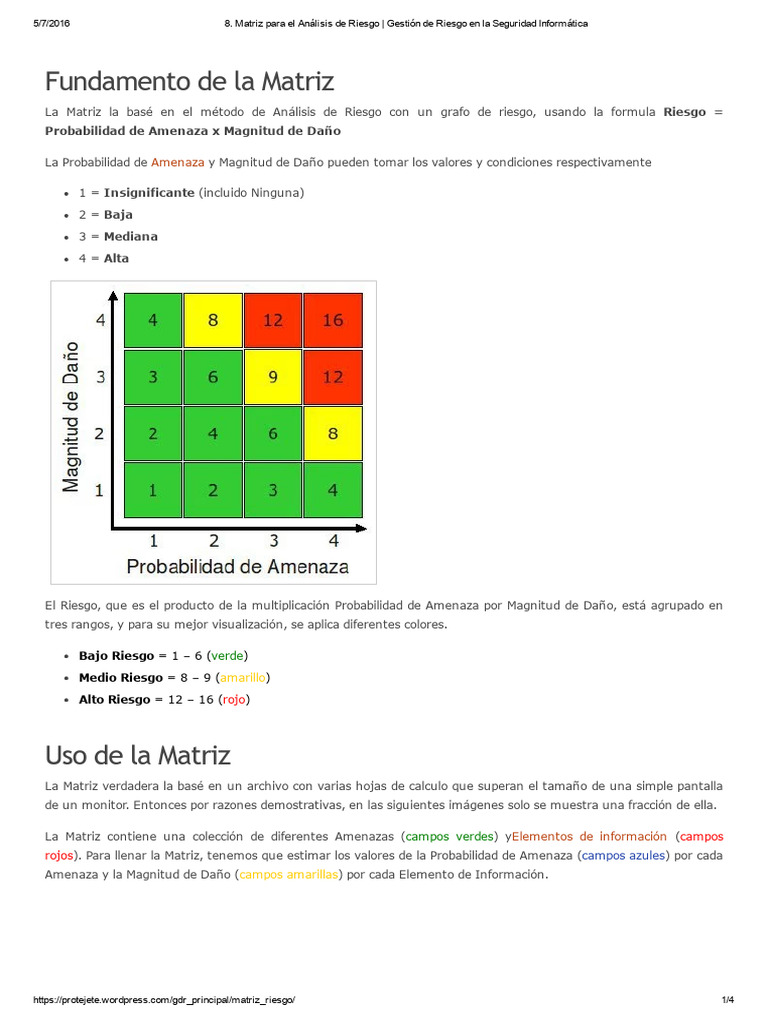 Matriz para Análisis de Riesgo | PDF | Riesgo | Matriz (Matemáticas)
