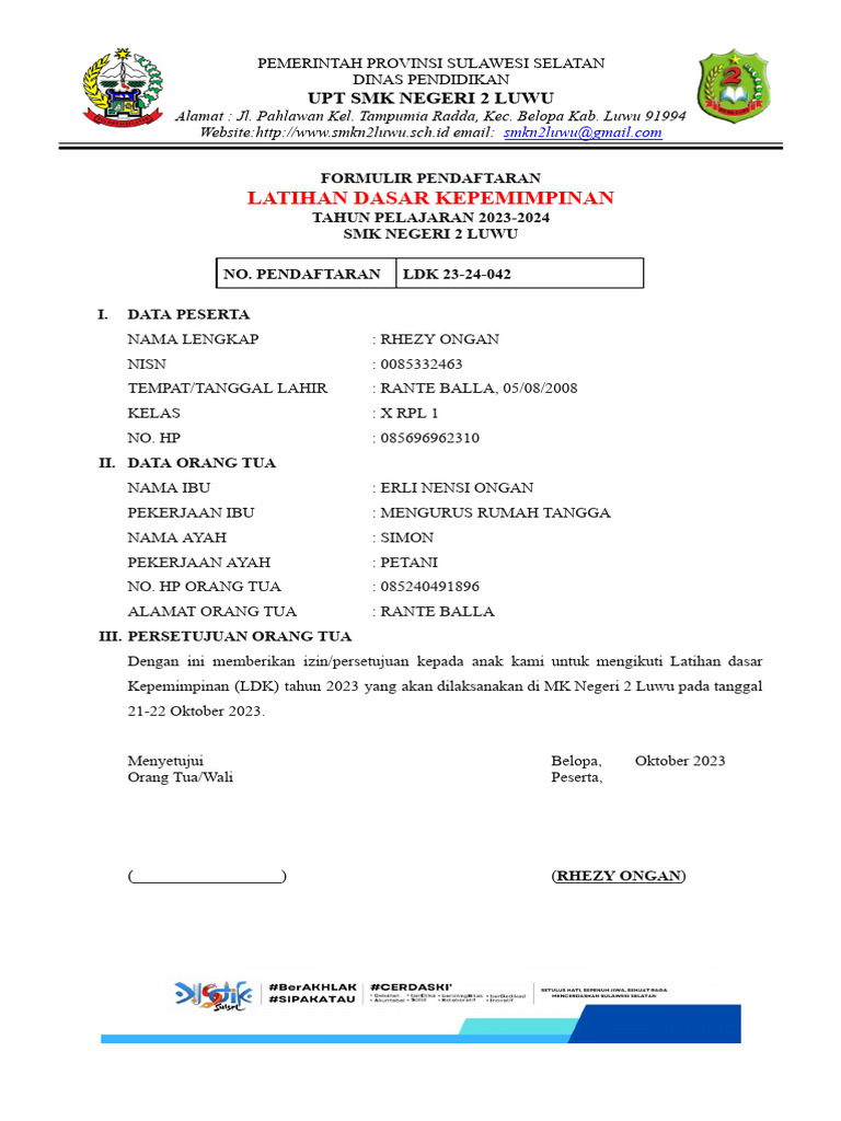 Formulir LDK | PDF