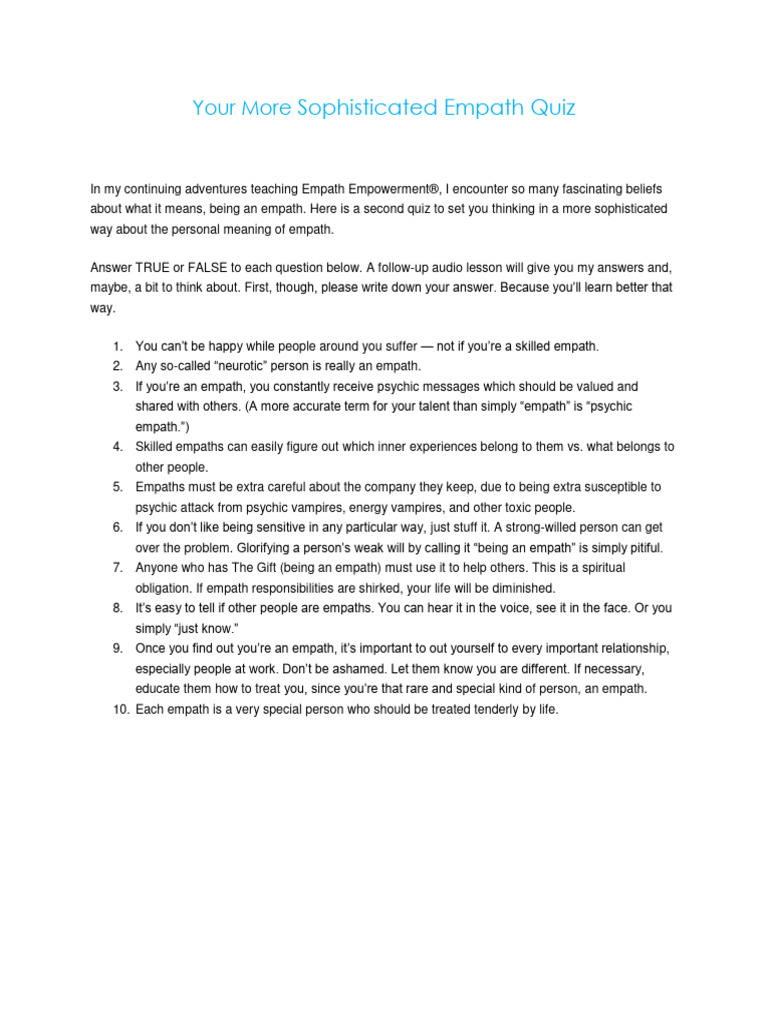 02.02 Sophisticated Empath Quiz | PDF