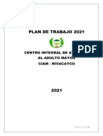 Plan de Trabajo 2021: Centro Integral de Atención Al Adulto Mayor Ciam - Rivacayco