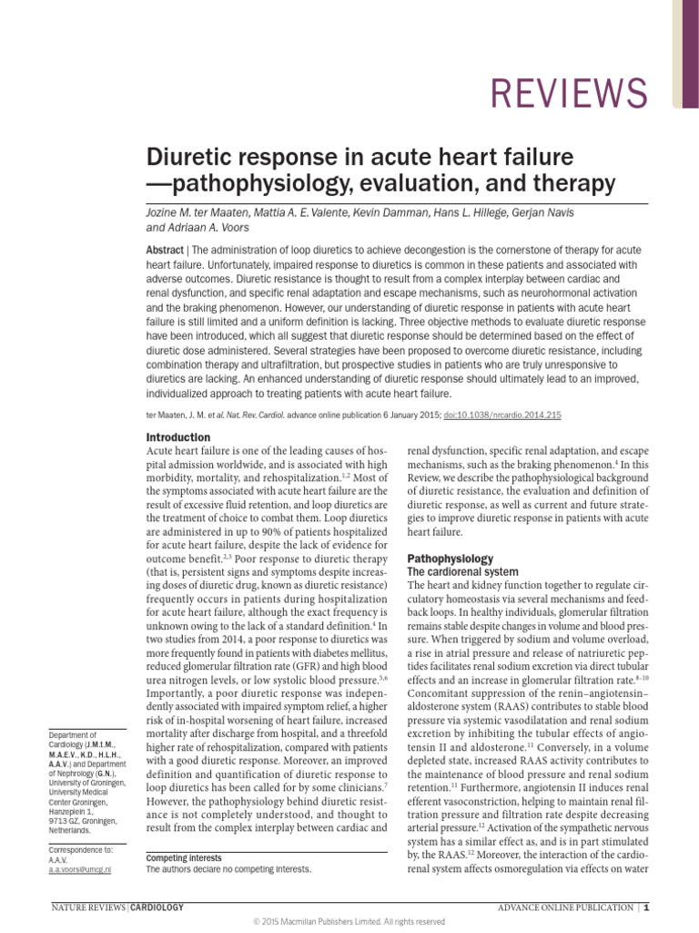 2015 Diuretic Response in Acute Heart Failure - Pathophysiology ...