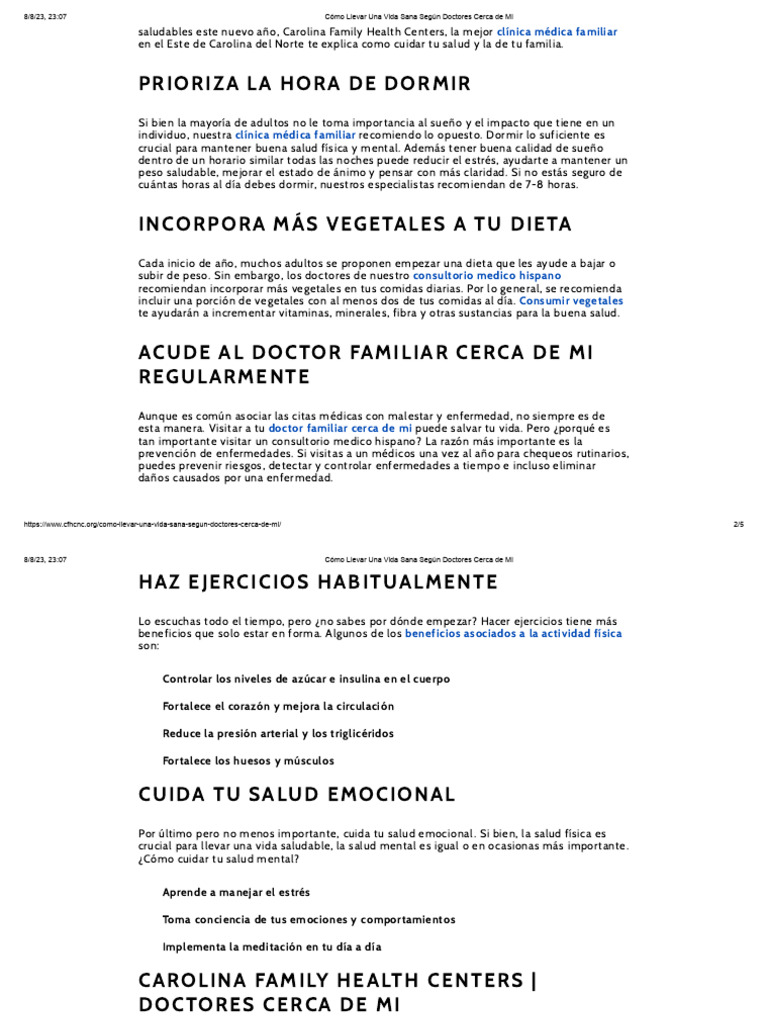 Cómo Llevar Una Vida Sana Según Doctores Cerca de Mi PDF Dieta