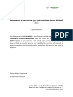 Certificación de Servicios de Agua y Alcantarillado Decreto 3050 Del 2013