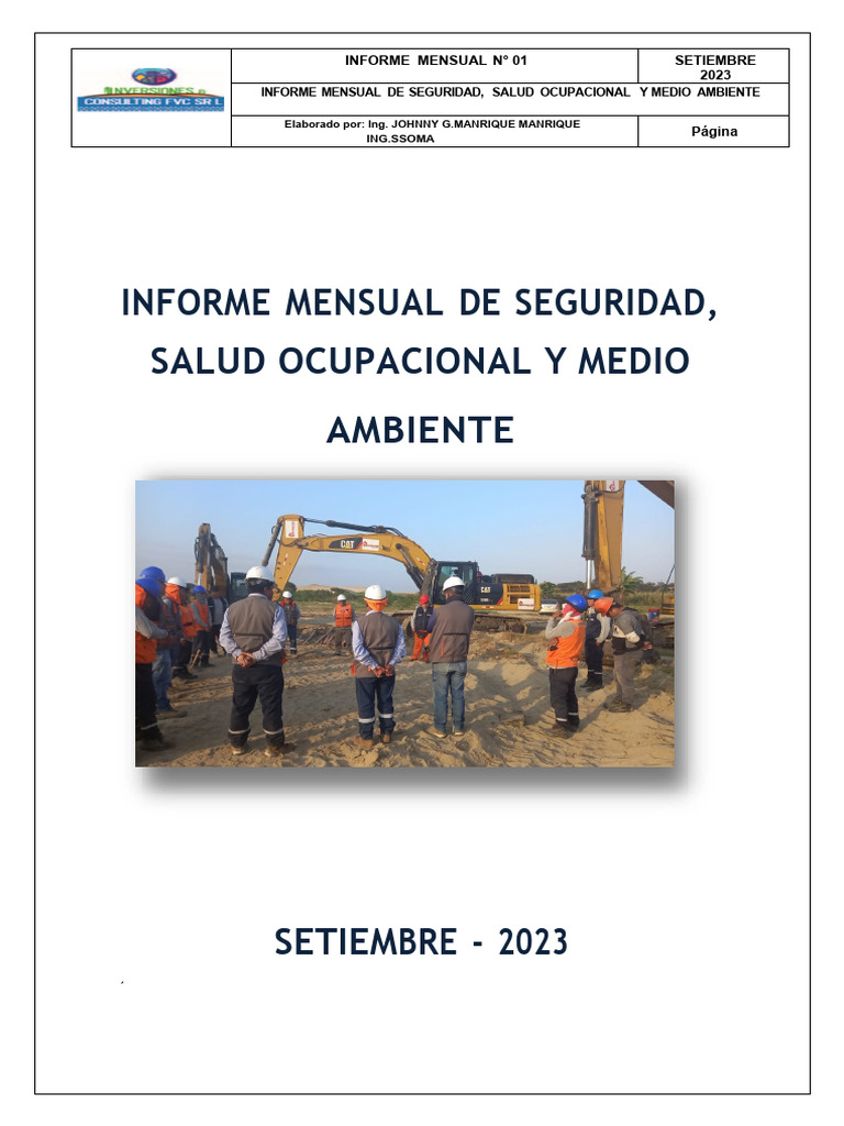 Informe Mensual de Seguridad Septiembre 2023 | PDF | Seguridad y salud ...