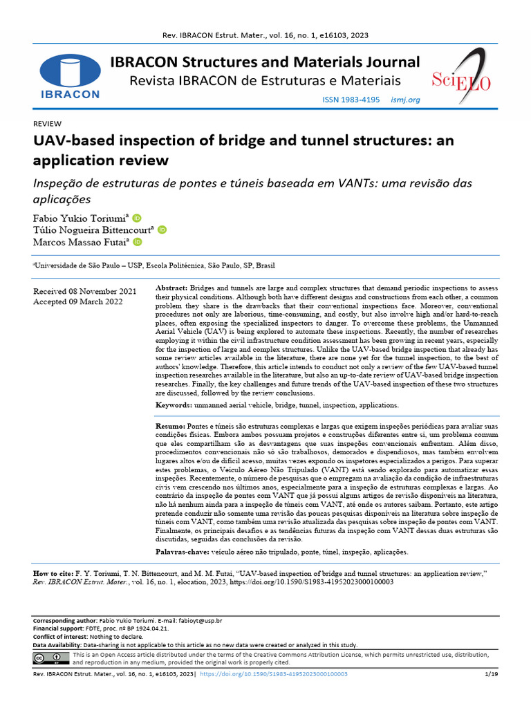 UAV-based Inspection of Bridge and Tunnel Structures | PDF | Unmanned ...