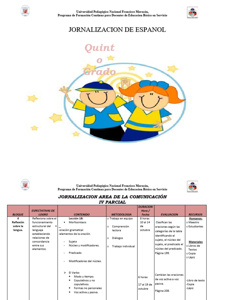 Jornalizacion de Quinto Grado. PDF Predicado (Gramática