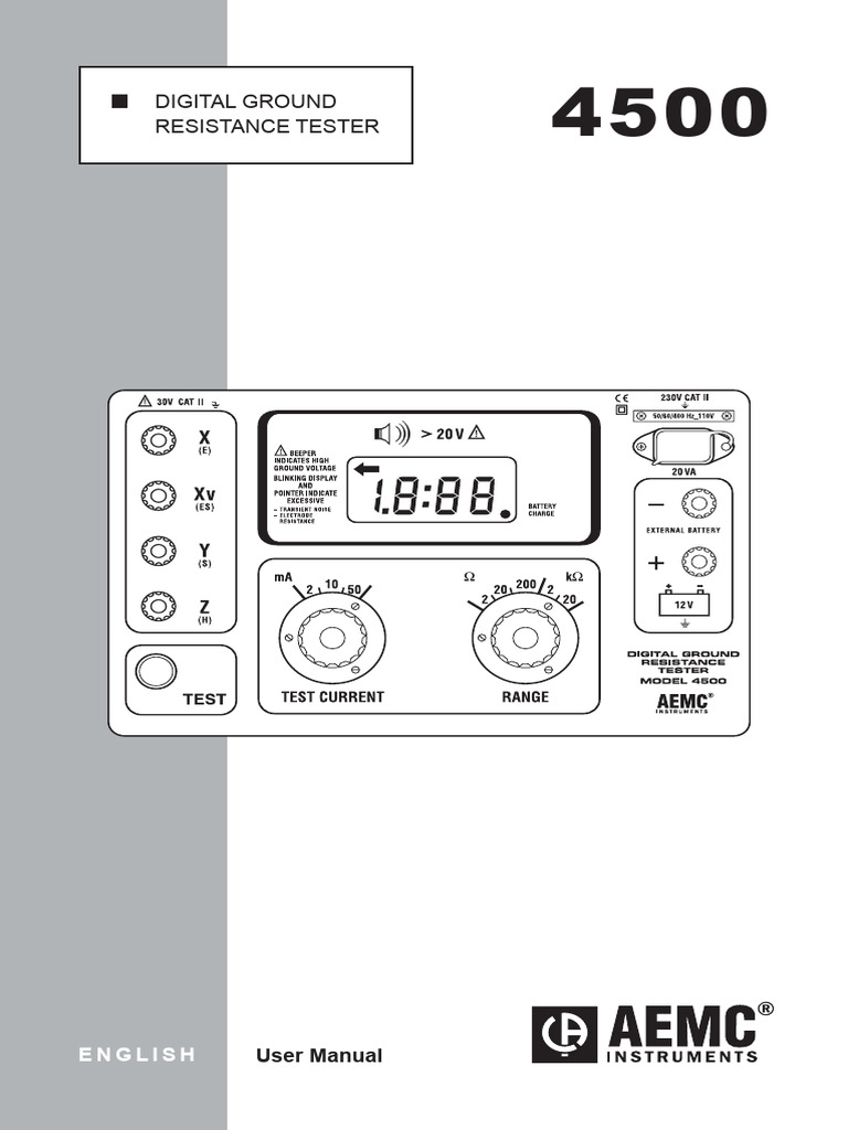 AEMC Model 4500 Digital Ground Resistance Tester Manual | PDF ...