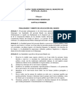 Bando de Policia y Buen Goberno para El Municipio de Tototlan Jalisco