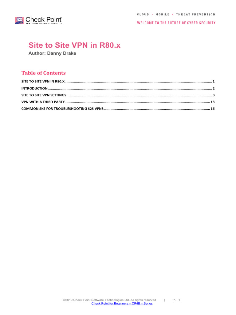 Setting Up Site-To-site VPN R80.x | PDF | Virtual Private Network ...