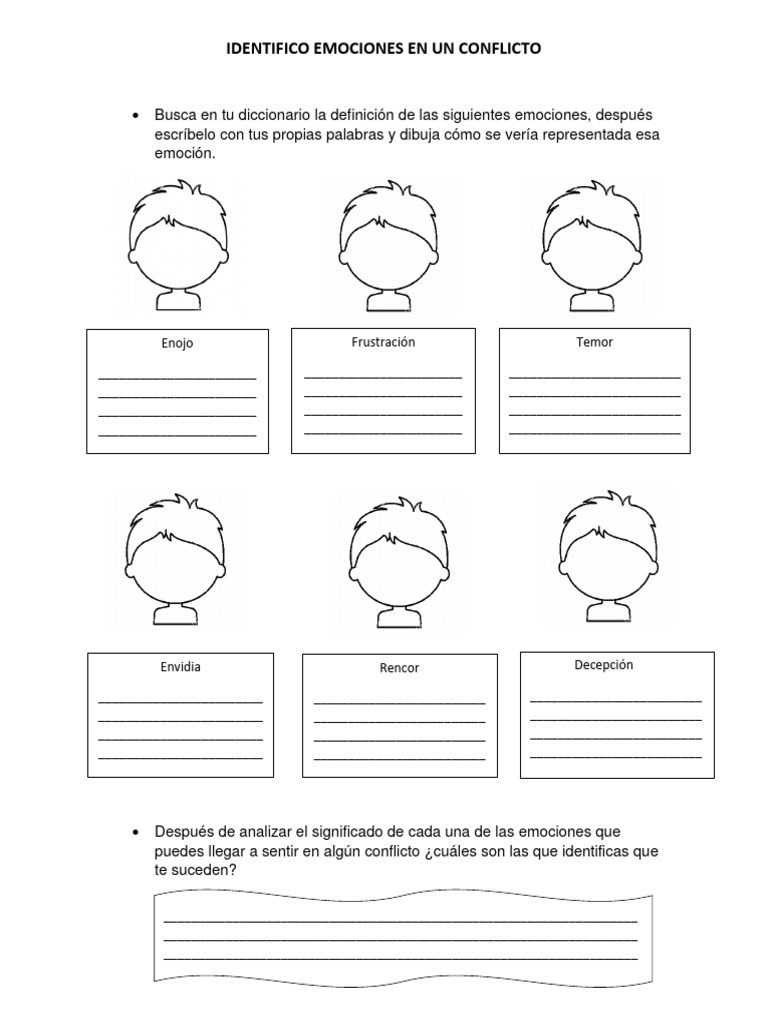 Emociones en Conflictos: Identificación y Dibujo | PDF | Negocios ...