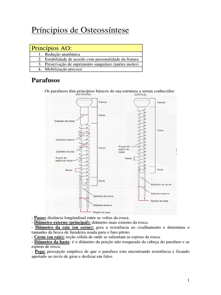 Príncipios de Osteossíntese - Modificado | PDF | Parafuso | Osso