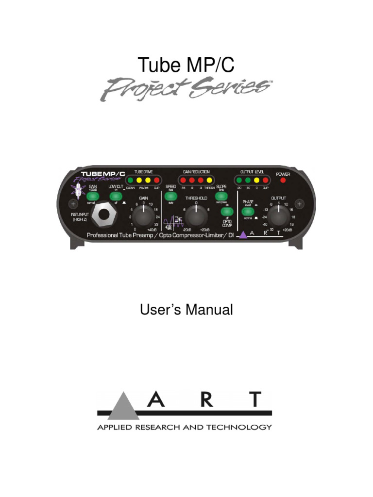 ART TUBE MPC Om Tubempc PDF Vacuum Tube Microphone