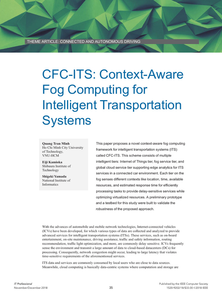 Context-Aware Fog Computing for ITS | PDF | Internet Of Things | Cloud ...
