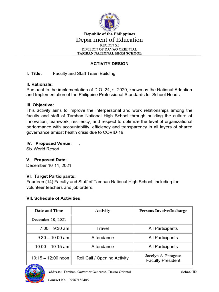 Activity Design Team Building | PDF