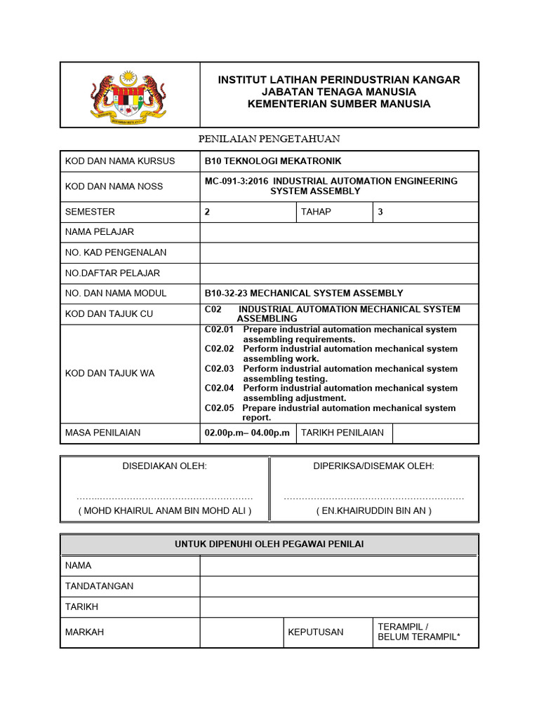 Teori Mechanical System Assembly Pdf