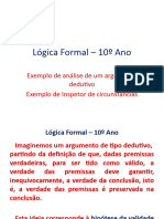 Lógica Formal - 10º Ano Exemplo de Análise de Argumento Dedutivo