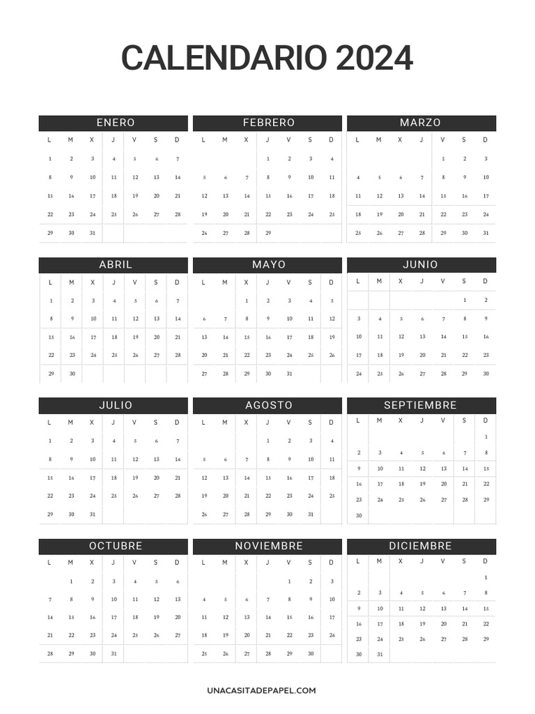 Calendario Anual 2024 PDF | PDF | Calendario